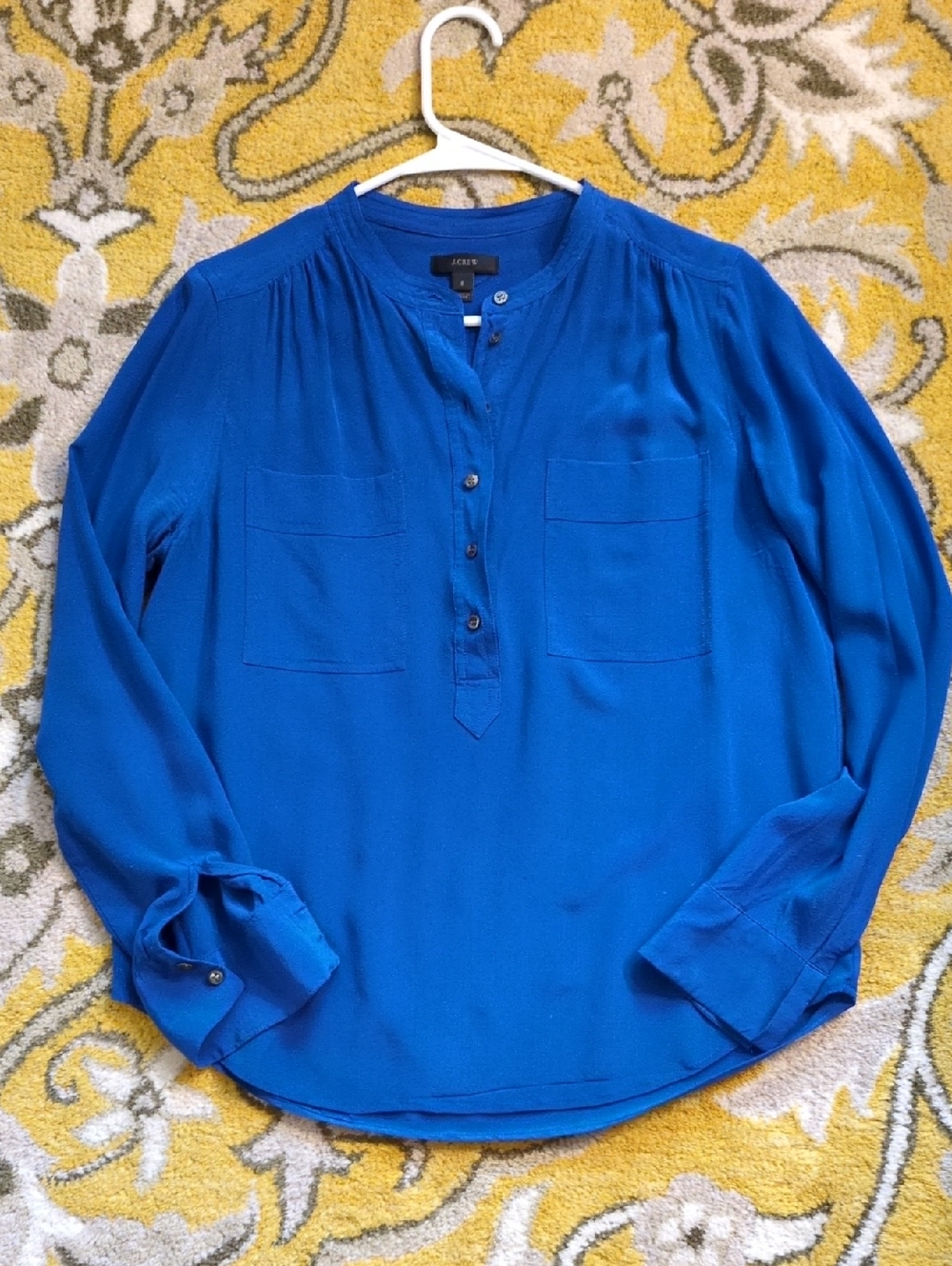 J. Crew Cobalt Blue Button-Front Tunic Blouse